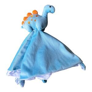 Pro Goleem Dinosaur Soft‎ Baby Lovey Security Blanket Blue & Orange 14" x 14"